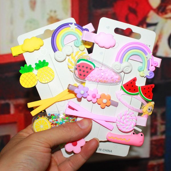 

yoexu korean girls headwear 10-piece set clip baby headwear hairpin issuing issuing card pin children's hair accessories girl rainbow f, Slivery;white