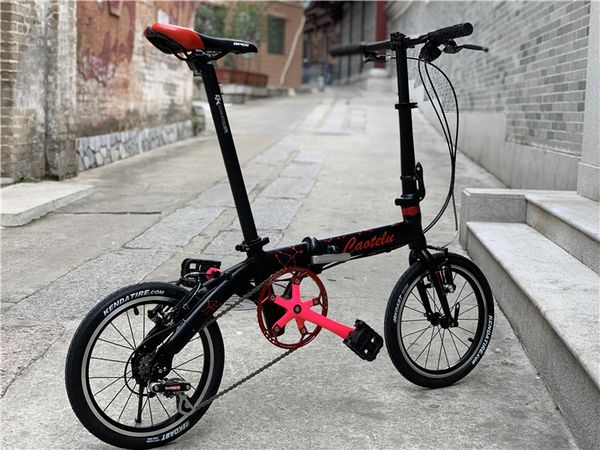 

14-inch folding car upgrade 16-inch wheel set variable speed bending handle road car small folding flat handle outside three-speed commuter