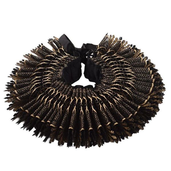 

renaissance collar cosplay queen's wide lace neck ruff, Black;gray