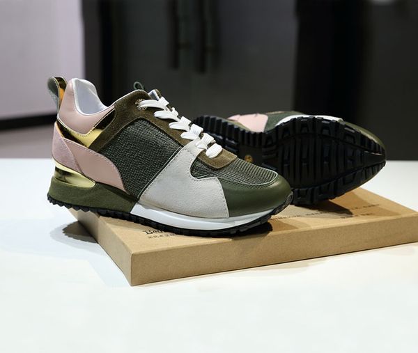 

2020 new luxey genuine leather run away designer sneakers women shoes trainers fashion casual shoes men mixed color originals box, Black