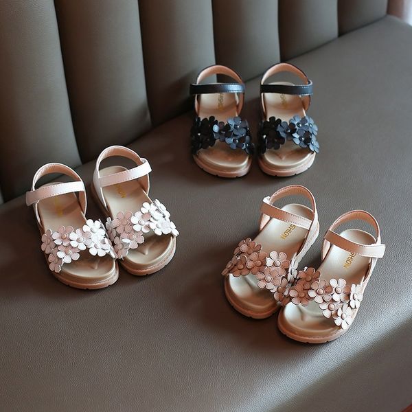 

maimaijia md20127 children's flower princess shoes 2020 new girl and sandals fashion all-match sandals soft bottom, Black;red