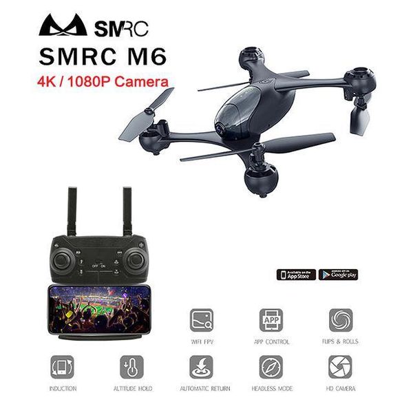 

smrc m6 follow me quadrocopter карманный л с камерой hd 4k / 1080p rc plane quadcopter race вертолет fpv гонка dron игрушкой