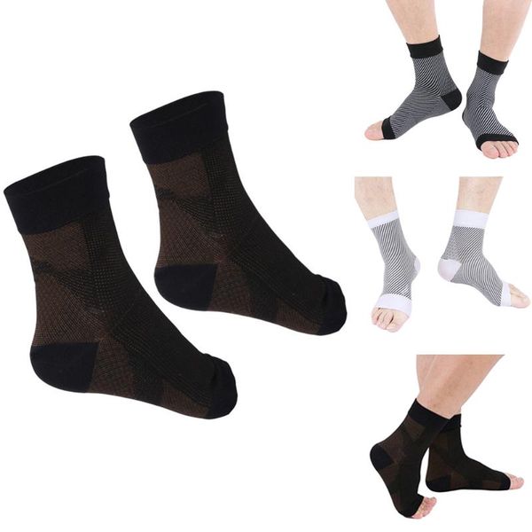 

sports socks 1 pair sprain protection ankle pressure sporting fiber protector compression sleeves, Black