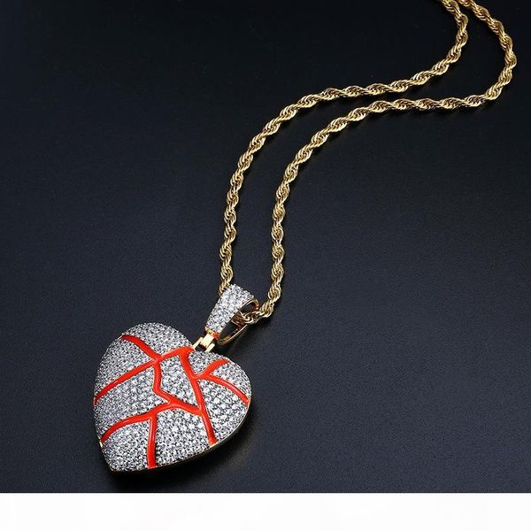 

hip-hop broken heart heart broken pendant zircon-filled couple pendant european and american accessories, Silver