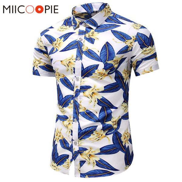 

summer men printed hawaiian short sleeve casual button shirt mens holiday floral camisa masculina chemise homme 7xl, White;black