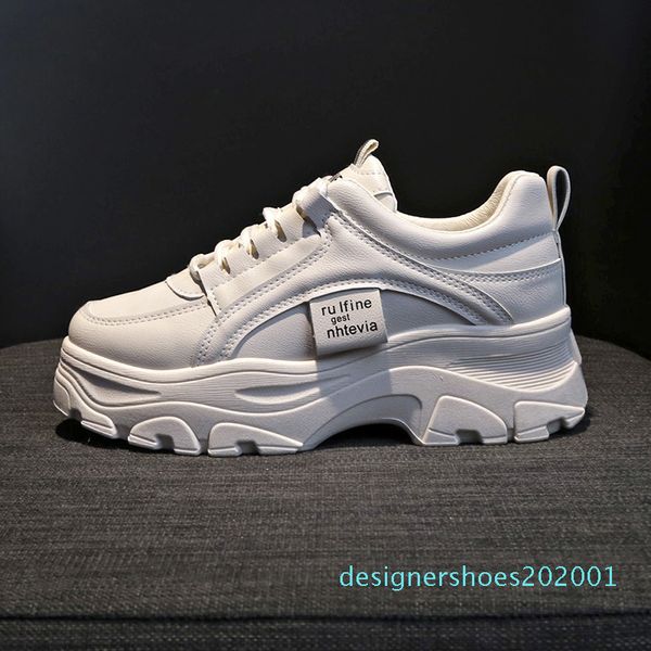 

designer chunky sneakers women autumn thick bottom height increasing casual shoes woman mesh platform vulcanize white shoes 2019 cson07, Black