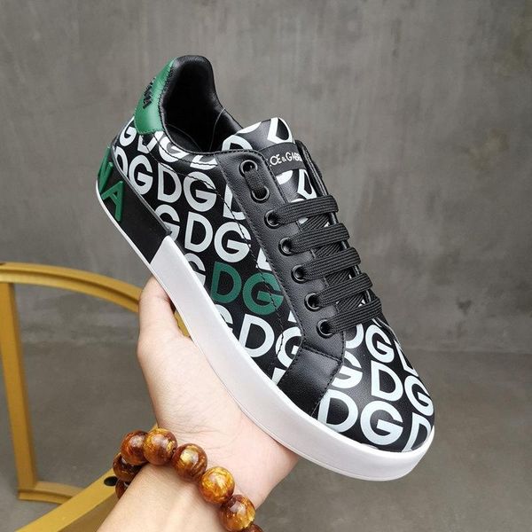 

2020l trend hand-painted graffiti leather casual shoes men and women comfortable sports shoes fashion wild couple shoes, size 35-45, Black