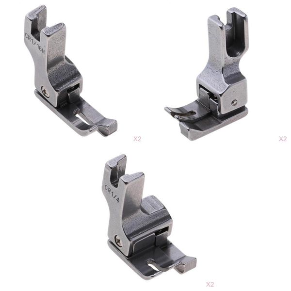 

6x right 1/16\" 1/8\" 1/4\" edge guide presser foot for industrial needle feed, Black