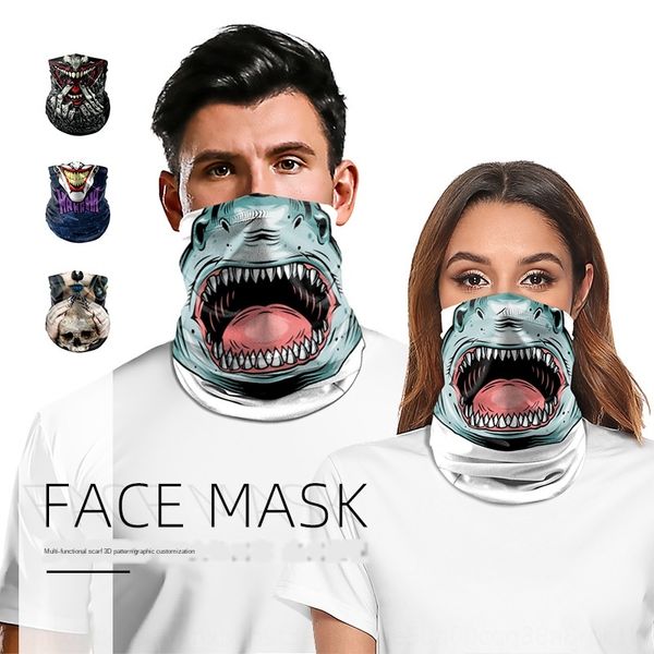 

br18v new shark digital printing outdoor riding mask multi-purpose wristband new shark digital printing outdoor magic riding mask magic scar, Black