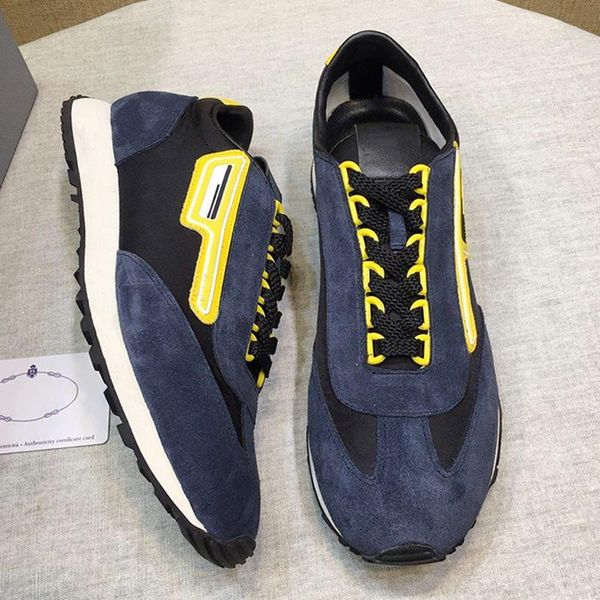 

suede and nylon sneakers men 's shoes with origin box fashion vintage footwears breathable sports low lace -up men shoes sale drop, Black