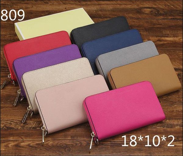 

high-quality two-story leather wallets european-style brand purse designer fashion zipper hand wallet multiple colors optional 9color #809, Red;black