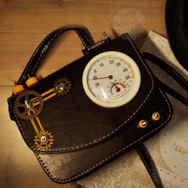 

handmade steampunk gear school girl book bag vintage crossbody messenger bag