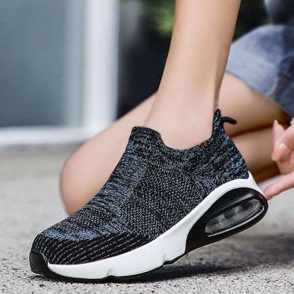

fashion woman tenis feminino breathable mesh tennis shoes height-increasing slip-on female sock sneakers thick bottom platforms