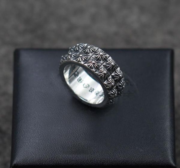 

925 sterling silver rings trend personality jewelry punk style mens and womens lovers gift hip hop cross style luxury designer jewelry 011, Golden;silver