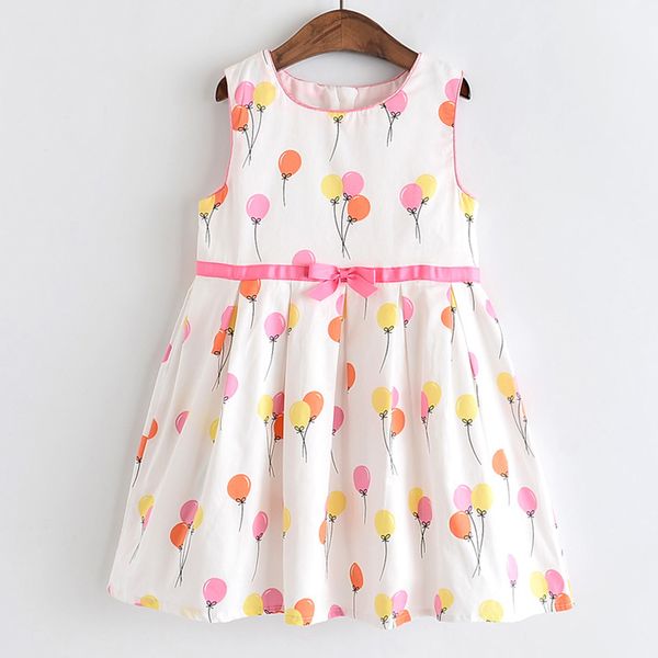 

girls dresses 2020 summer new children's clothing girls simple sweet bow balloon round neck sleeveless princess vest dress, Red;yellow