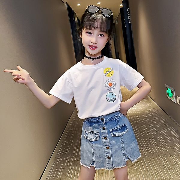 

girls' summer 2020 new style internet celebrity loose children's suit girls' short-sleeved big children's sports two-pie