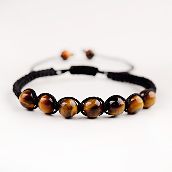 

2020 ethnic tiger eye stone beads braided bracelets for women adjustable charm yoga prayer bracelet reiki pulseras abk020, Black