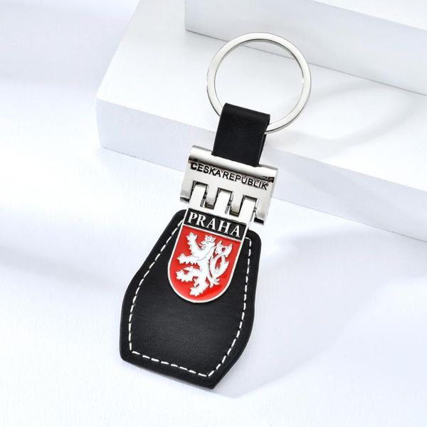 

vicney czech national emblem pu leather keychain praha travel souvenir key ring key chain for car keyring holder for, Silver