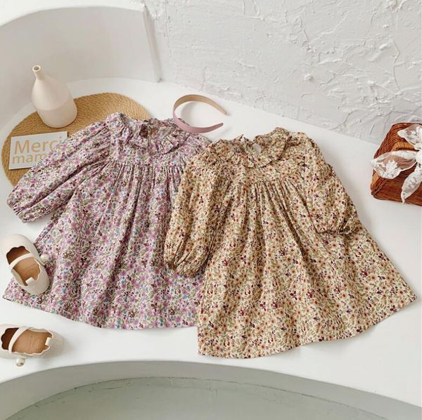 

2020 падения новых дети детские хлопки печатные платья, девушка принцесса сладкая одежда 6 шт / много оптовая, Red;yellow