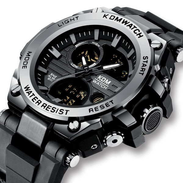 

relogio masculino kdm fashion men sport watch 2020 male led digital quartz wrist watches men's digital watches, Slivery;brown