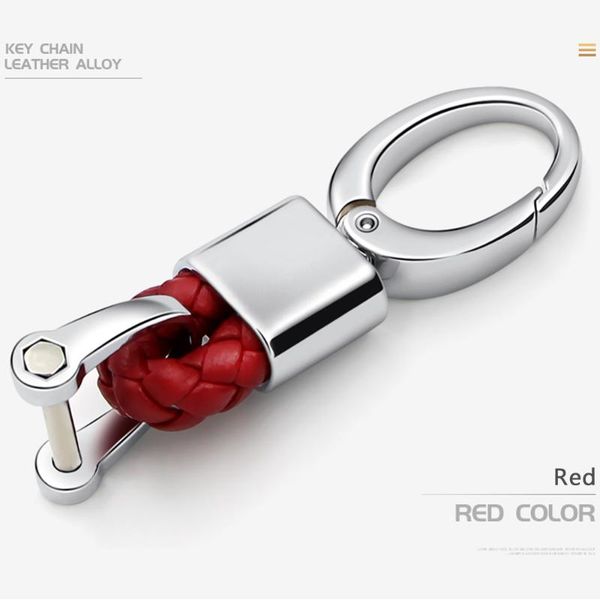 

key rings key chain hand woven horseshoe buckle zinc alloy +leather keychain car keyring gift creative auto accessories holder, Silver