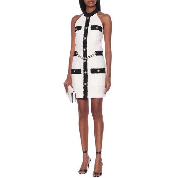 

casual dresses est stylish designer dress women's color block patchwork backless halter, Black;gray