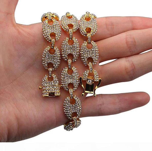 

e 2019 men 's hip hop gold plating marine link iced out bling chain necklace 8inch 16inch 18inch 20inch 22inch 24inch link chain, Silver