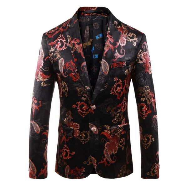 

2020 new high-end men's wine red printed blazer party wedding dress luxury slim banquet entertainment men's suit coat, White;black