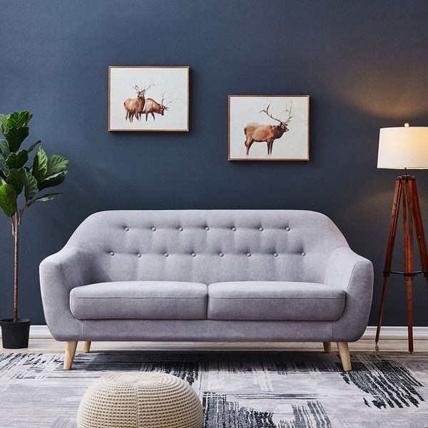 

fabric sofa couch loveseat grid tufted cushions suit for 2-3 people two seat sofas