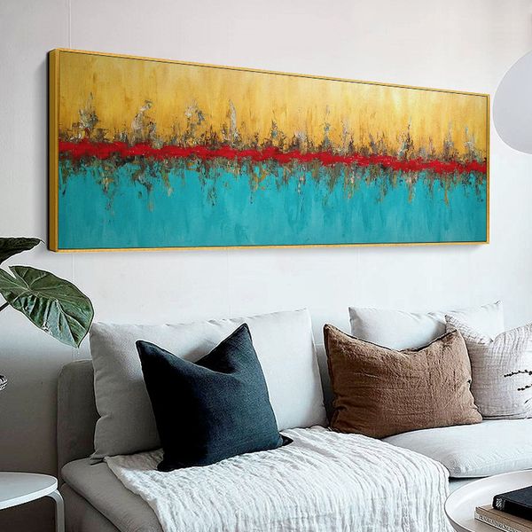 

abstract painting modern hand-painted oil painting art restaurant hanging painting living room sofa background wall coastline refle