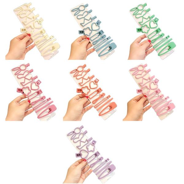 

hair accessories 10pcs/set women girls minimalist geometric clips matte texture metal alligator hairpins sweet candy color barrettes, Slivery;white