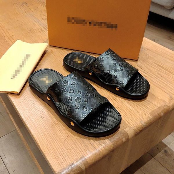 

summer men's slippers fashion 2019 new non-slip youth trend full grain leather sandals outdoor beach slides flip-flops shoes, Black