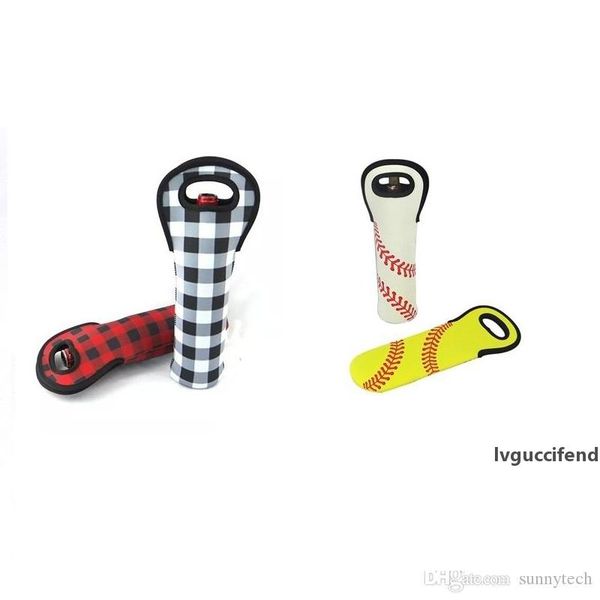 

christmas red check wine holder neoprene wine bag crown jewel rose baseball softball mucho coral confetti printing wine bottle holder lx1134