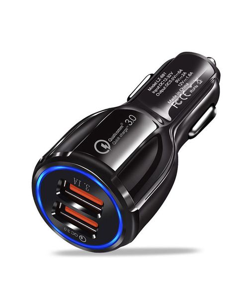 

3.0 quick charge car charger for mobile phone dual usb auto charger qualcomm qc3.0 fast charging 3a adapter mini car charger