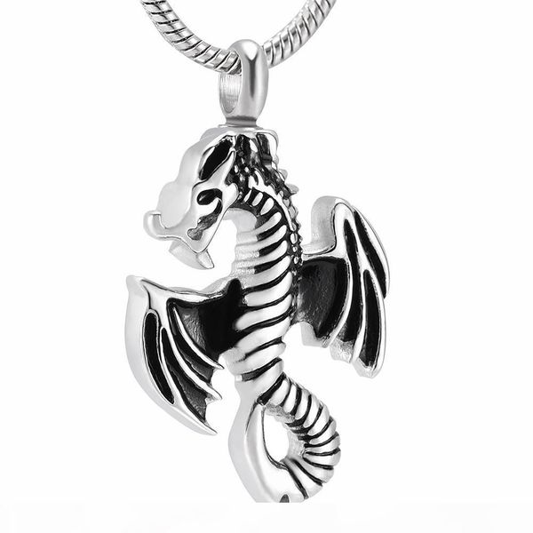 

ijd10020 stainless steel flying dragon urn pendant memorial necklace for ashes urn keepsake cremation jewelry for men jewelry, Silver
