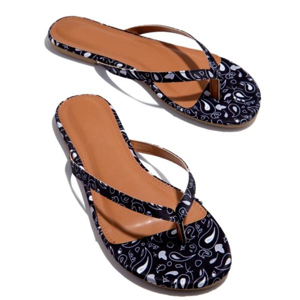 

женщины вьетнамки printed thong сандалии летняя обувь женщина пляжа вьетнамки для женщин в 2020 вскользь женская обувь, Black