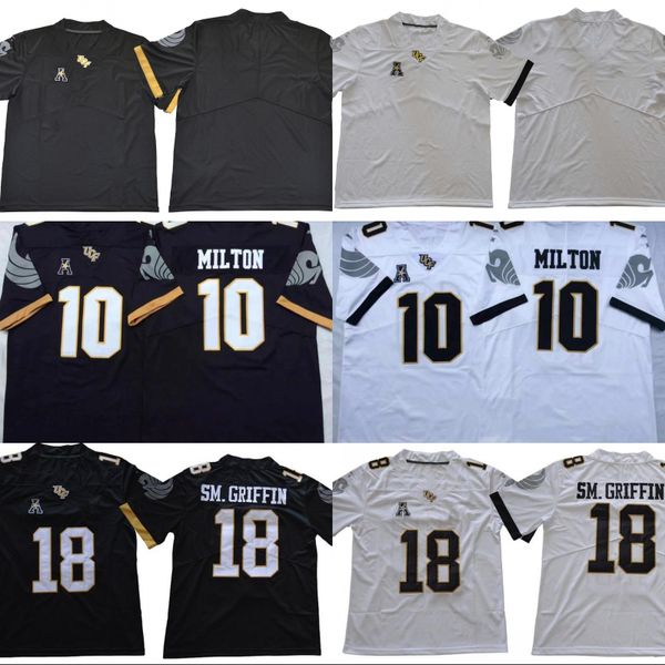 

ncaa ucf knights 10 mckenzie milton 18 sm.griffin 100% embroidery college football jerseys, Black