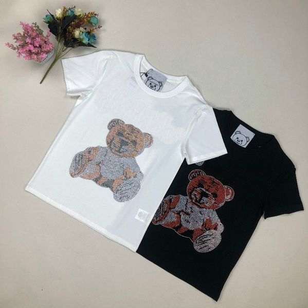 

Women's T-shirt summer fashion advanced imported hot diamond super flash letter pattern short-sleeved T-shirt men's trend