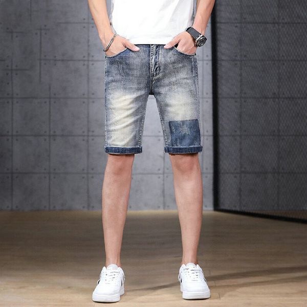 

new mens designer jeans short mens 2020 luxury designer clothes ripped jeans short clothes male casual fog pants, Blue