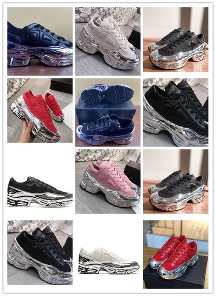 

new raf simons originals ozweego iii mens daddy sports shoes women clunky metallic silver sneakers dorky casual shoes ee7945 ee7944, Black