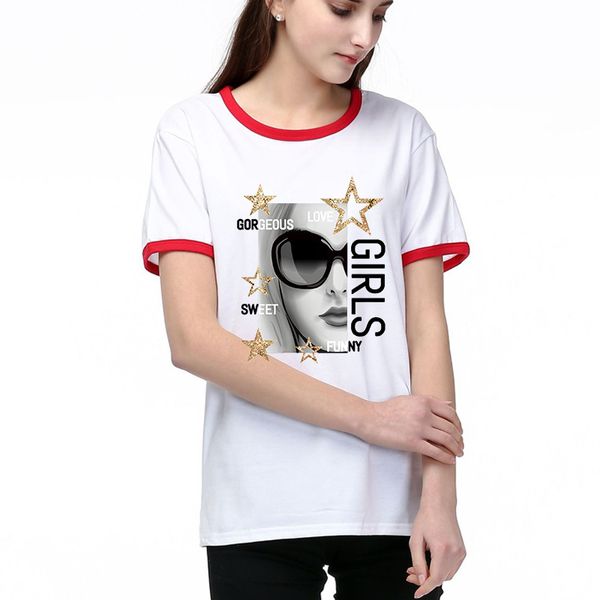 

women's t-shirt summer new breathable trend casual print fashion women's t-shirt women's short sleeve color black and white s