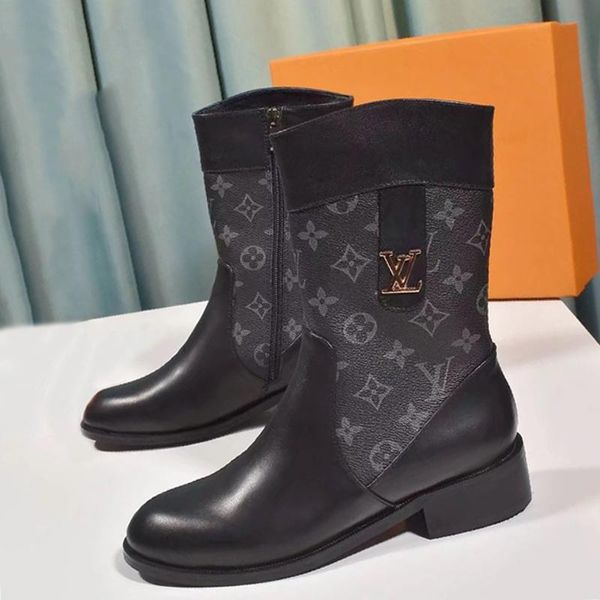 

fashion winter boots women zipper mid -calf wedge boots luxury design chaussures de femme fashion womens shoes booties vintage style bottes, Black