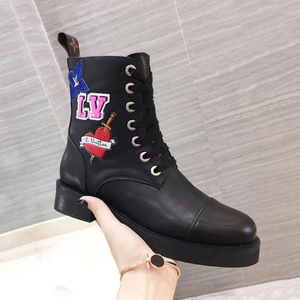 

womens ankle boots leather luxury chaussures de femme wonderland flat ranger womens shoes casual l255 bottes femmes with origin box sale, Black