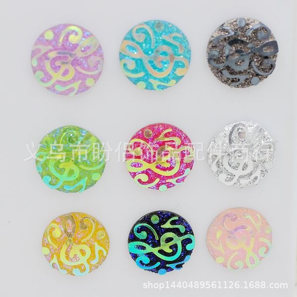 

ore 12mm music flower-shaped surface diy accessories diamond resin diamond apsara star resin cluster diy accessories, Silver