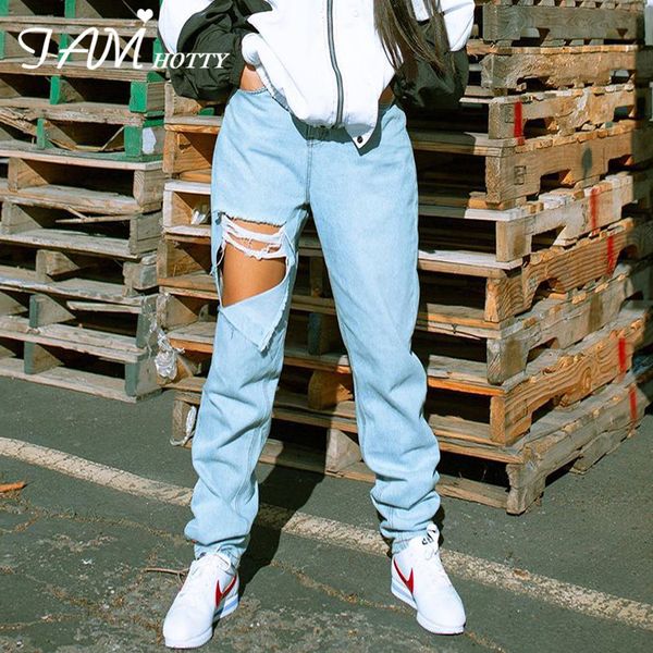 

iamy hollow out hip hop jeans pants women high waist streetwear baggy jeans summer vintgae clothes cargo straight pant, Black;white