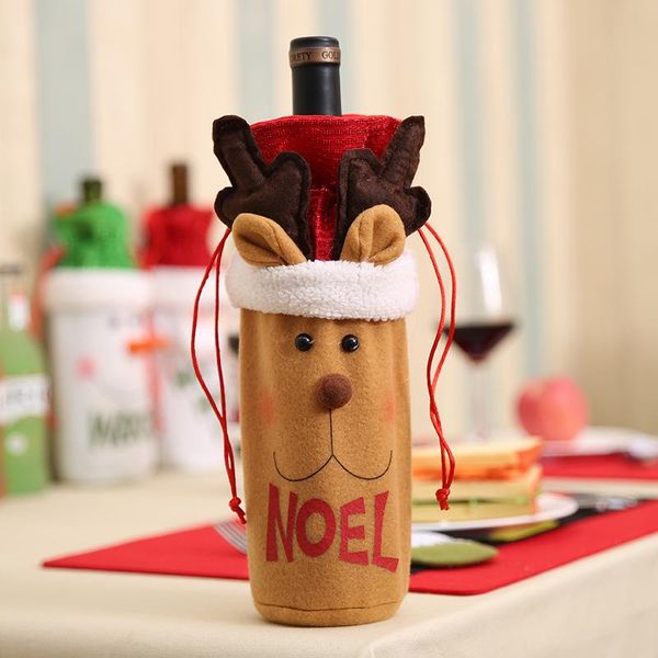 

christmas wine bottle cover santa claus xmas party dinner table bag decoration