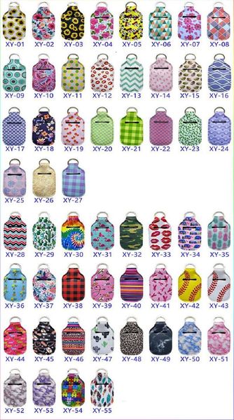 

new hand sanitizer bottle holder 30ml portable neoprene perfume bottle cover with keychain disinfectant/ lipstick holder