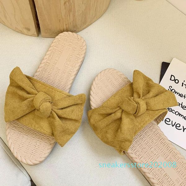 

2020 new casual sneakers for home slippers summer bow-knot soft floor woman indoor flats shoes cute linen slipper s08, Black