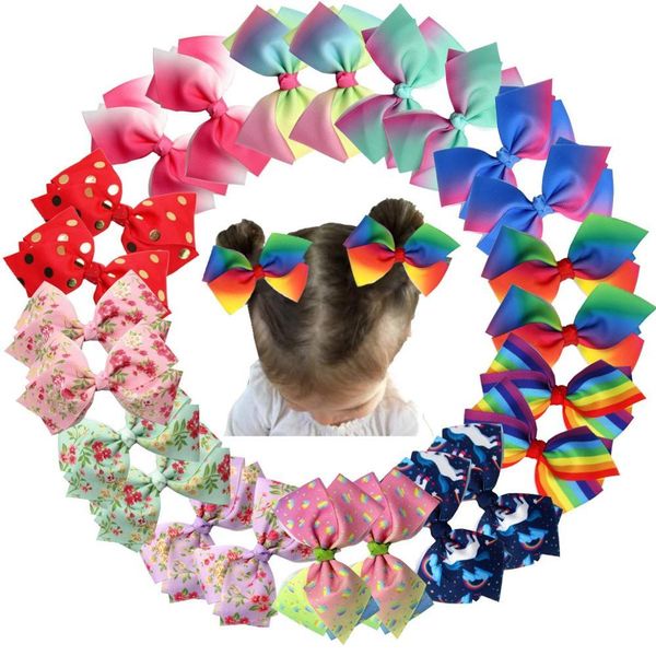 

24pcs 4,5 дюйм красочного grosgrain лента луки с клипами аллигатора волос косичка луки в паре для младенца girsl детей детей y200710, Slivery;white