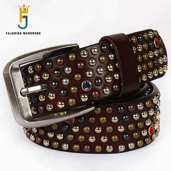 

fajarina unique design retro belt scaly hip hop belts for men & women quality geunine leather jeans accessories n17fj5, Black;brown
